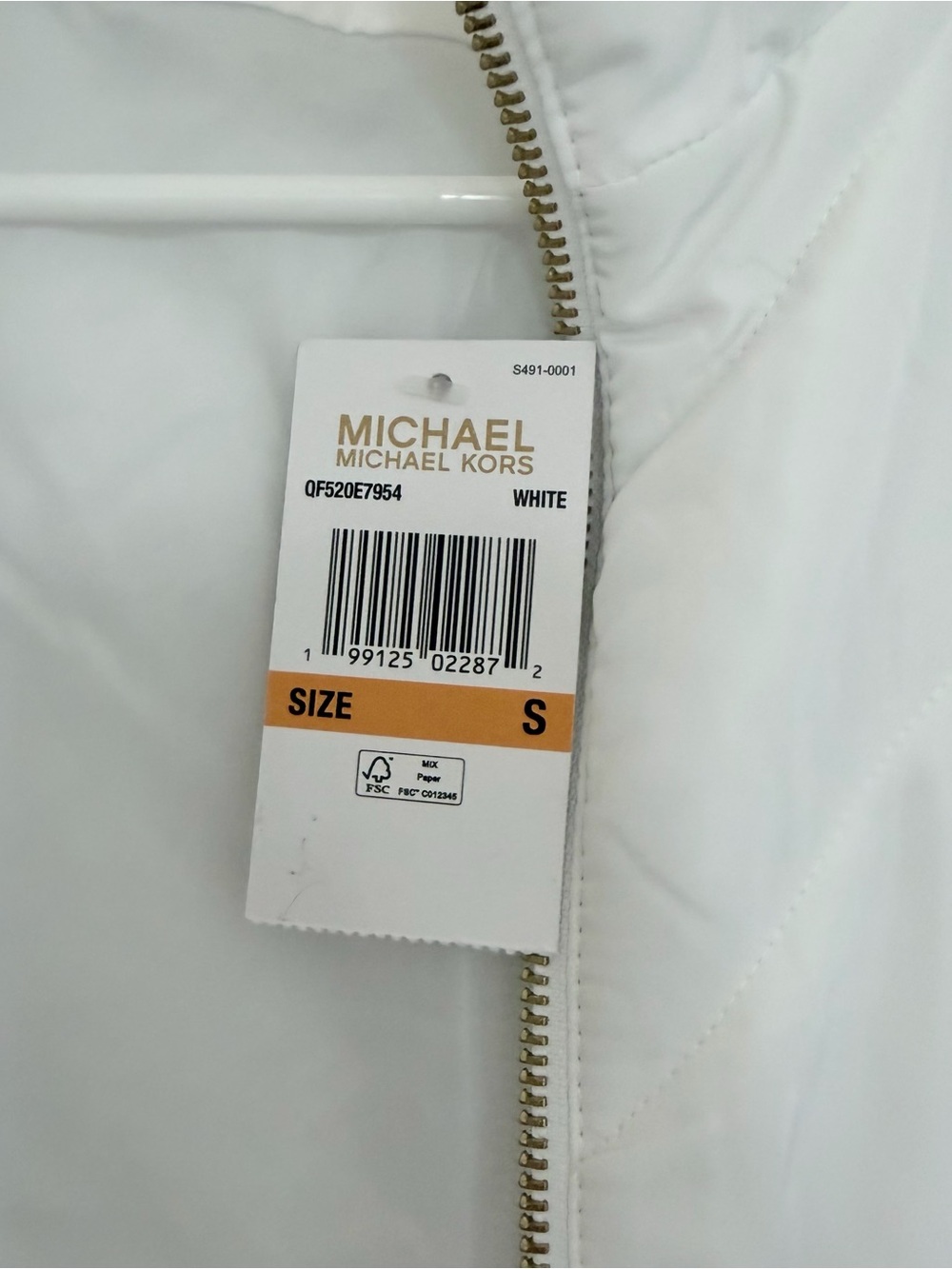 Michael Kors White Puffer Vest with Gold Accents - Picture 7 of 11